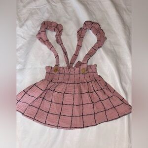 By Jessica Simpson Pink Grid Suspender Skirt